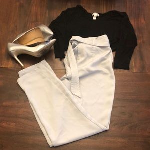 BOOHOO high waisted belted trousers